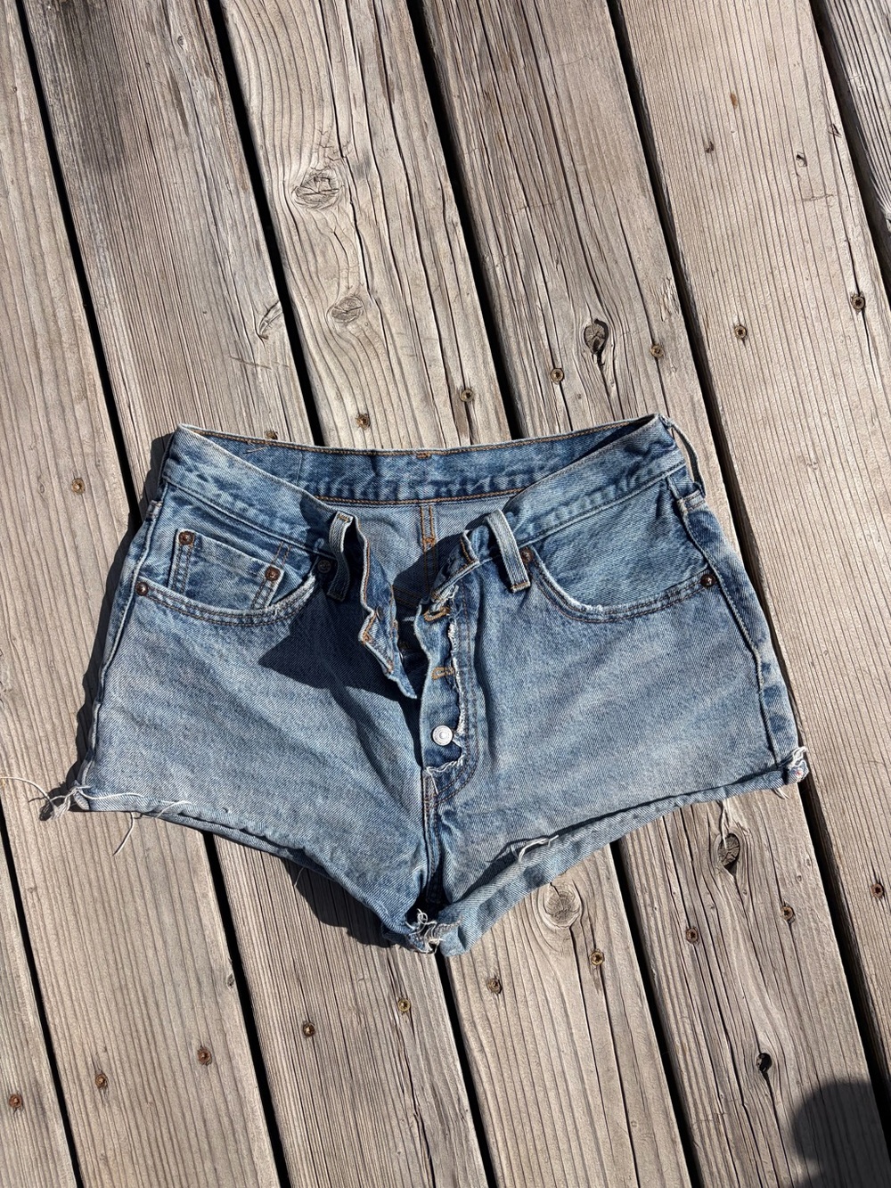 Levi's Light Blue Button-Front Denim Cutoff Shorts